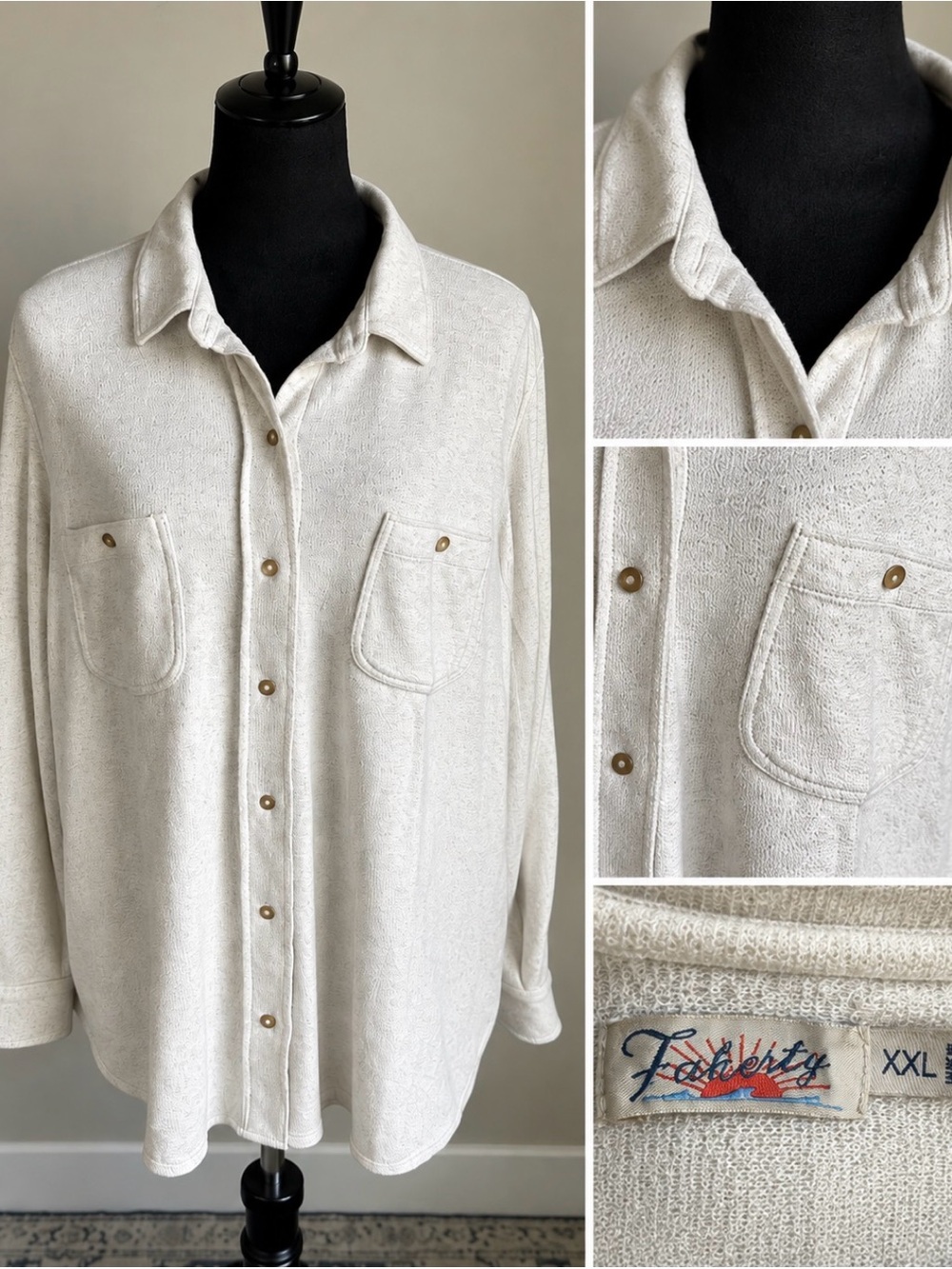 Faherty Women’s Cream Button-Up Shirt - XXL